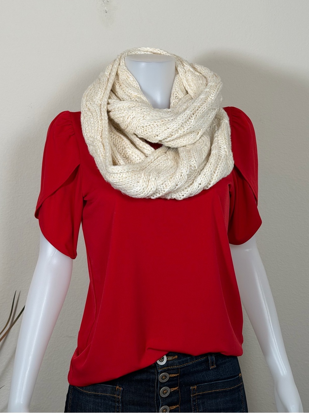 Infinity Scarf by NY&C. Cream/Off-White with Gold Accents Wrap